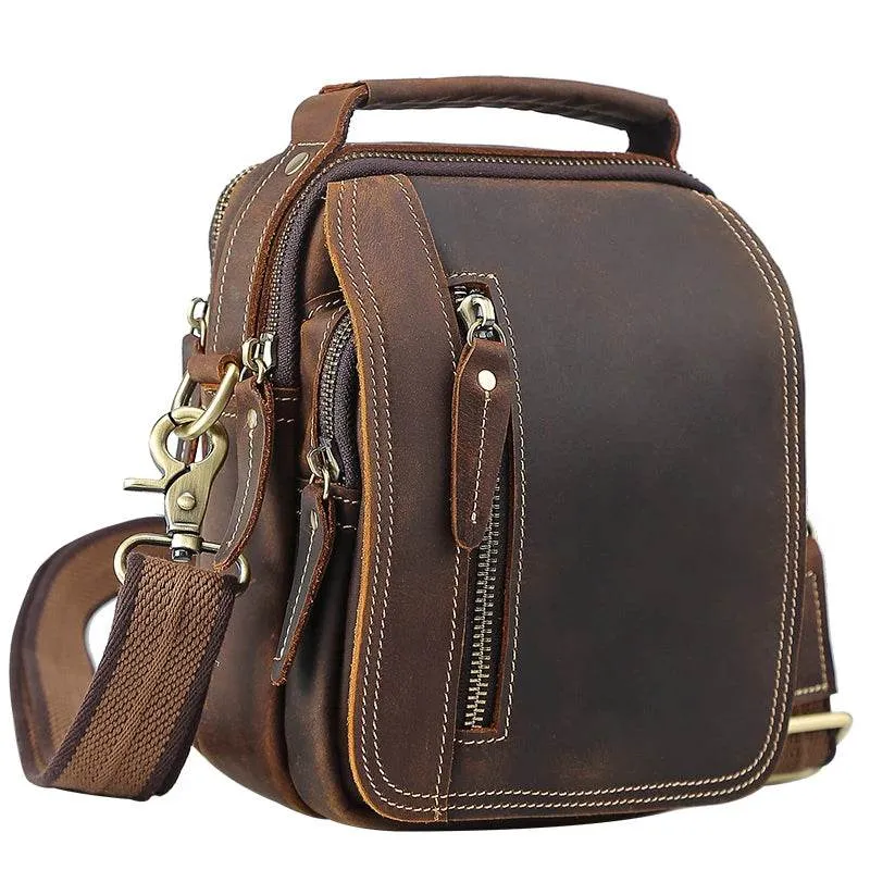 100% Genuine Retro Cow Leather Messenger Crossbody Bag