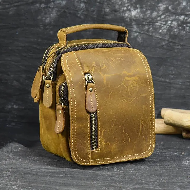 100% Genuine Retro Cow Leather Messenger Crossbody Bag