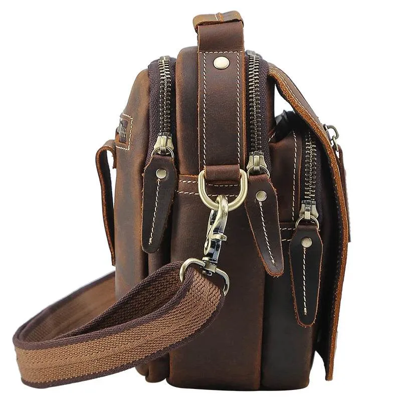 100% Genuine Retro Cow Leather Messenger Crossbody Bag