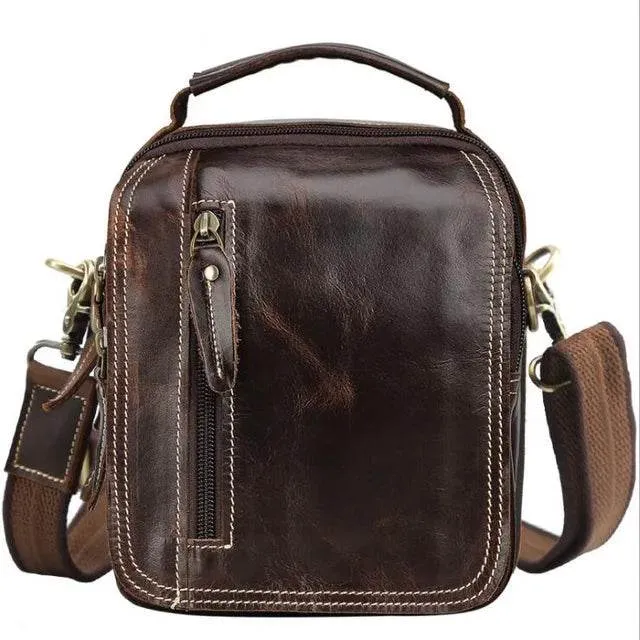 100% Genuine Retro Cow Leather Messenger Crossbody Bag