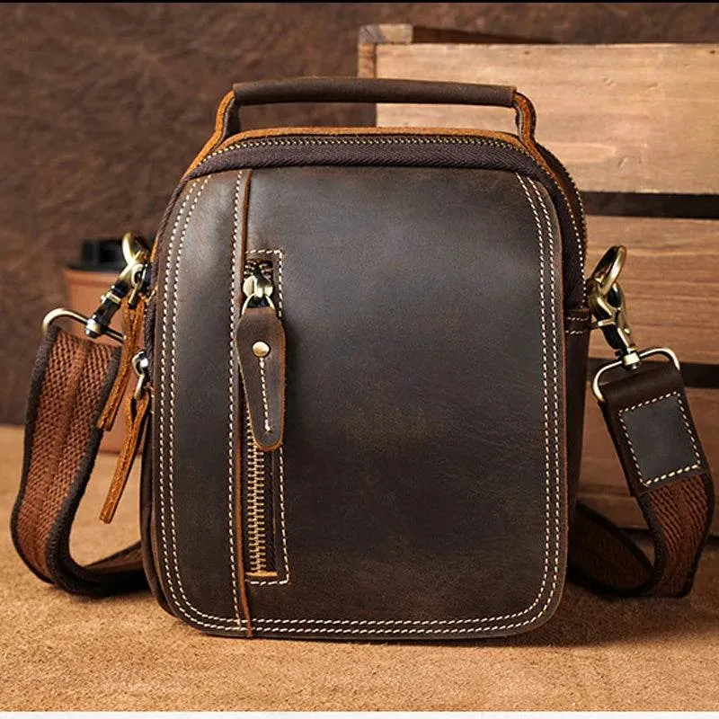 100% Genuine Retro Cow Leather Messenger Crossbody Bag