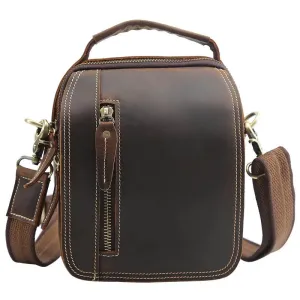 100% Genuine Retro Cow Leather Messenger Crossbody Bag