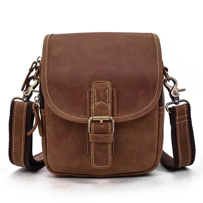 100% Genuine Retro Cow Leather Messenger Crossbody Bag