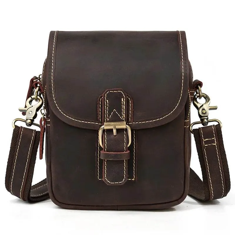 100% Genuine Retro Cow Leather Messenger Crossbody Bag