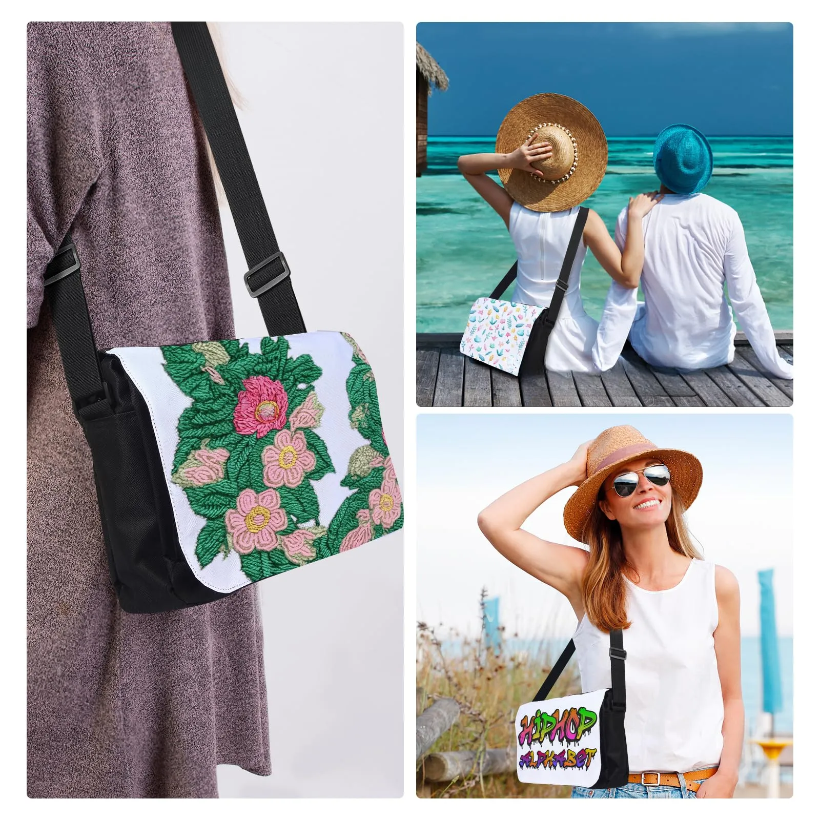 2PCS Sublimation Blanks Crossbody Bag,Sublimation Bags Messenger Bag Removable Transfer Design Sublimation Bags With Adjustable Shoulder Strap Crossbody and Shoulder DIY Gifts For Family and Friends