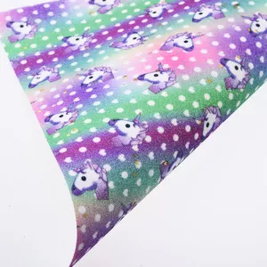 8*12" Polka dot Unicorn Glitter Faux leather sheets Fabric Sheet Bow Supplies Bag Making 1pcs 102629