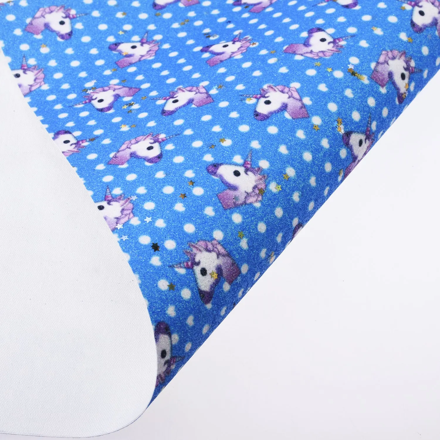8*12" Polka dot Unicorn Glitter Faux leather sheets Fabric Sheet Bow Supplies Bag Making 1pcs 102629