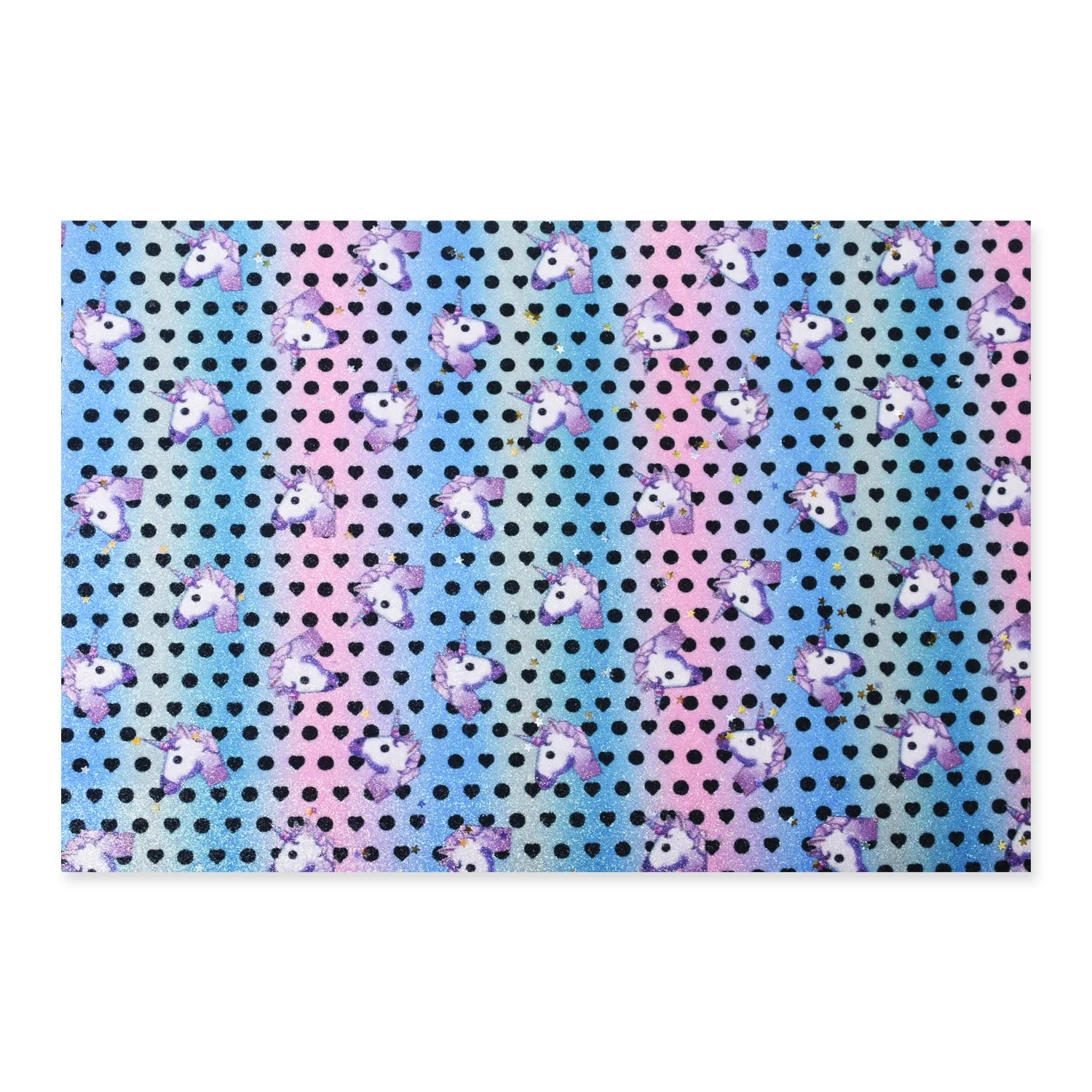 8*12" Polka dot Unicorn Glitter Faux leather sheets Fabric Sheet Bow Supplies Bag Making 1pcs 102629