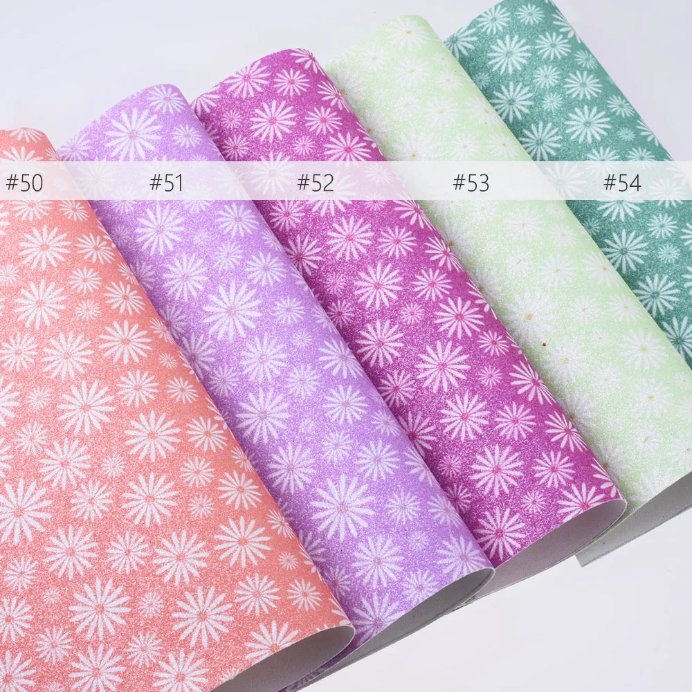 8*12" PU Chrysanthemum Embossed Faux leather sheets Glitter Vinyl Sheets for craft 1pcs 102626