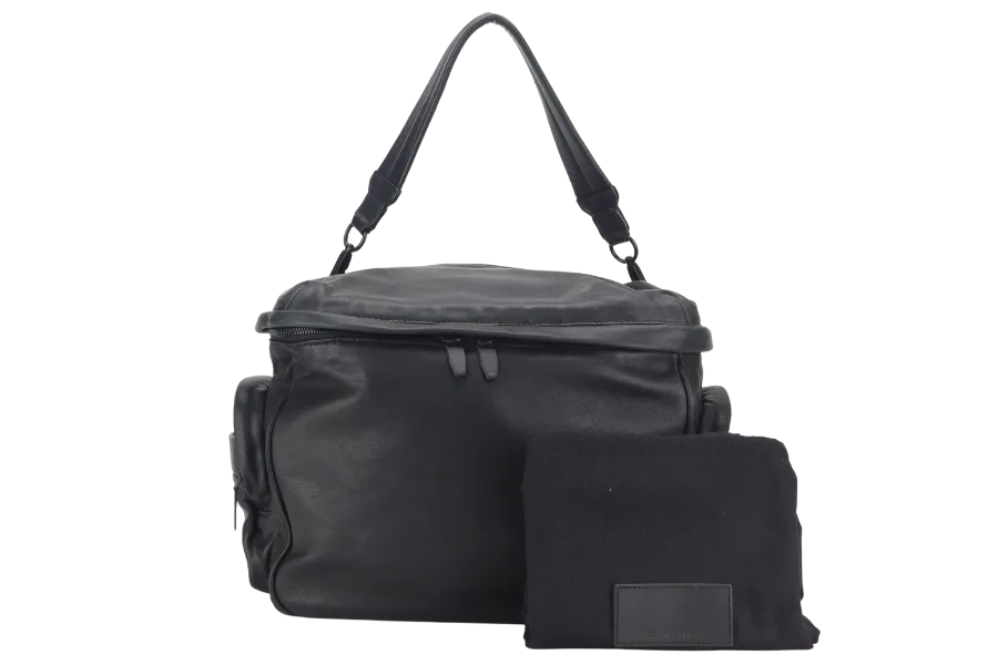 ALEXANDER WANG BLACK NAPPA LEATHER MESSENGER BAG WITH DUST COVER