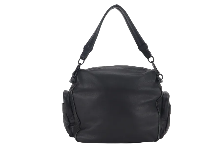 ALEXANDER WANG BLACK NAPPA LEATHER MESSENGER BAG WITH DUST COVER