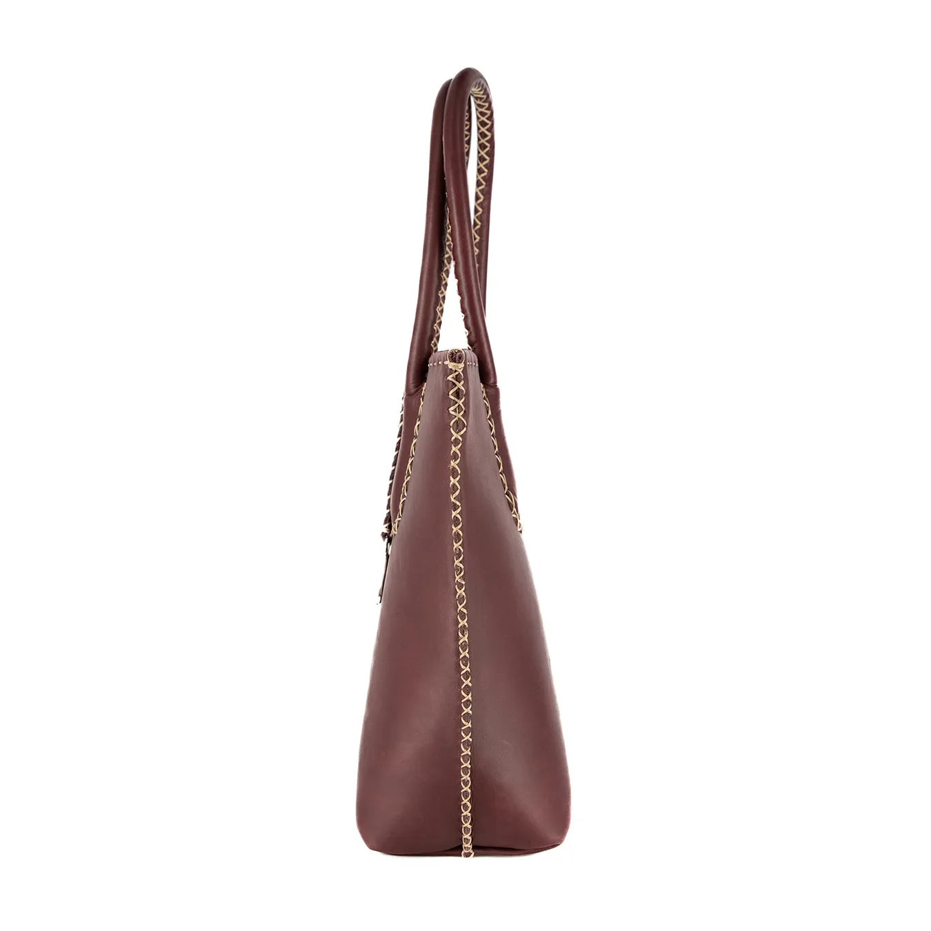 Azetha : Ladies Leather Shopper Handbag in Raisin Relaxa