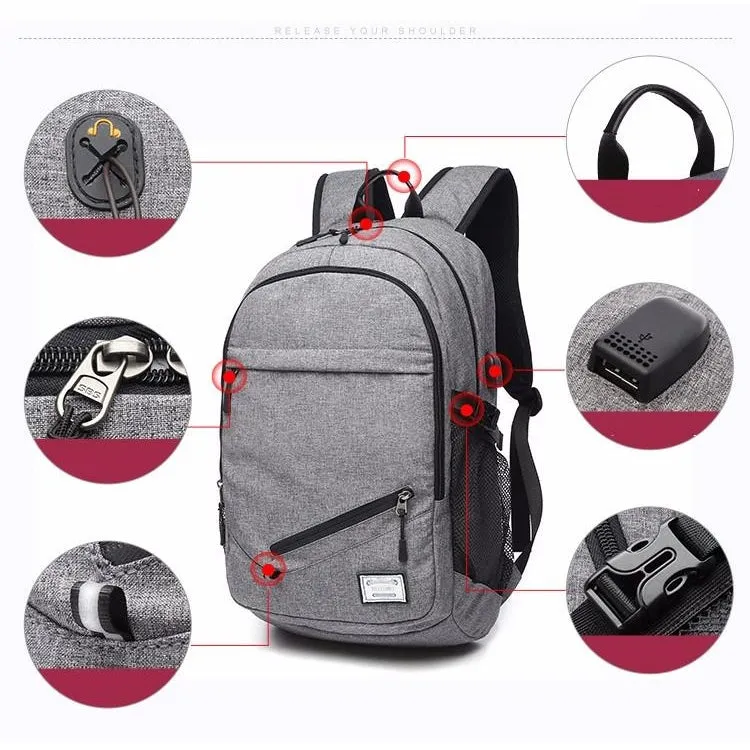 Backpack USB Charging & Water Resistant <br> Oxford