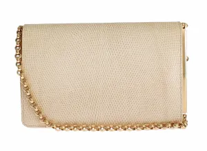 Bag Beige Varano Lizard Shoulder Evening Party Clutch