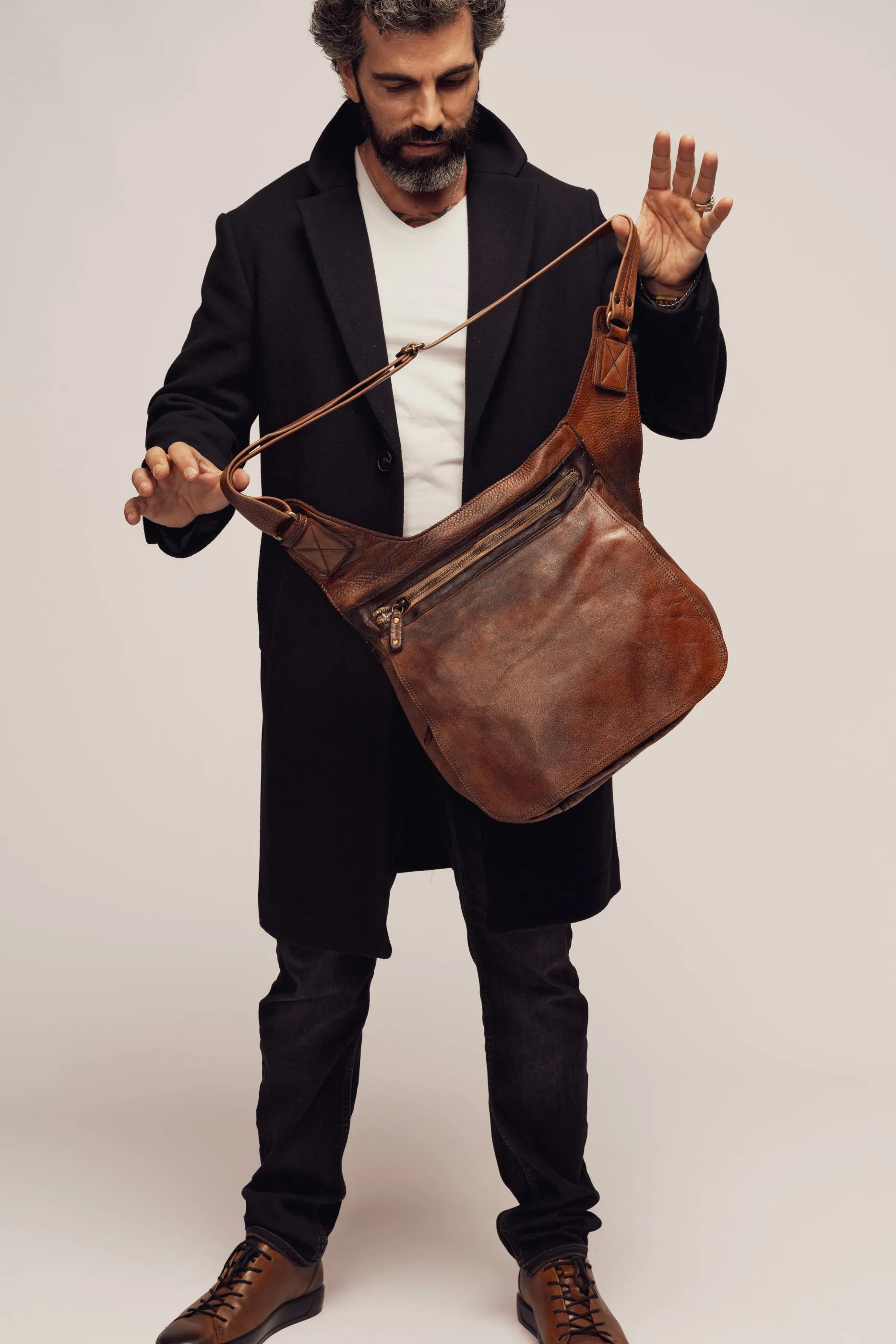BAYSIDE84 Crossbody Saddle Bag - Cigar Brown mens
