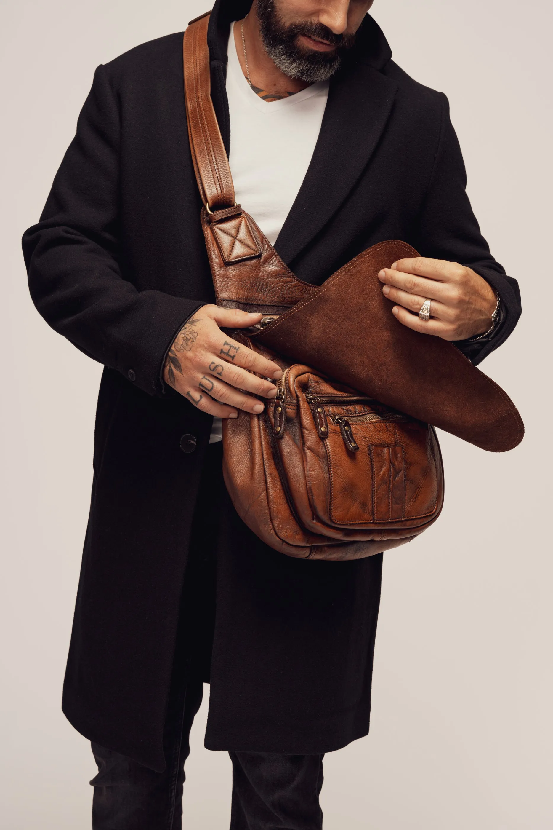 BAYSIDE84 Crossbody Saddle Bag - Cigar Brown mens