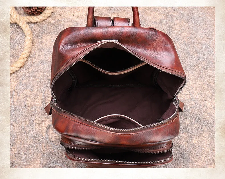 Best Leather Rucksack Bag Womens Vintage School Backpacks With Rivet Leather Backpack Purse