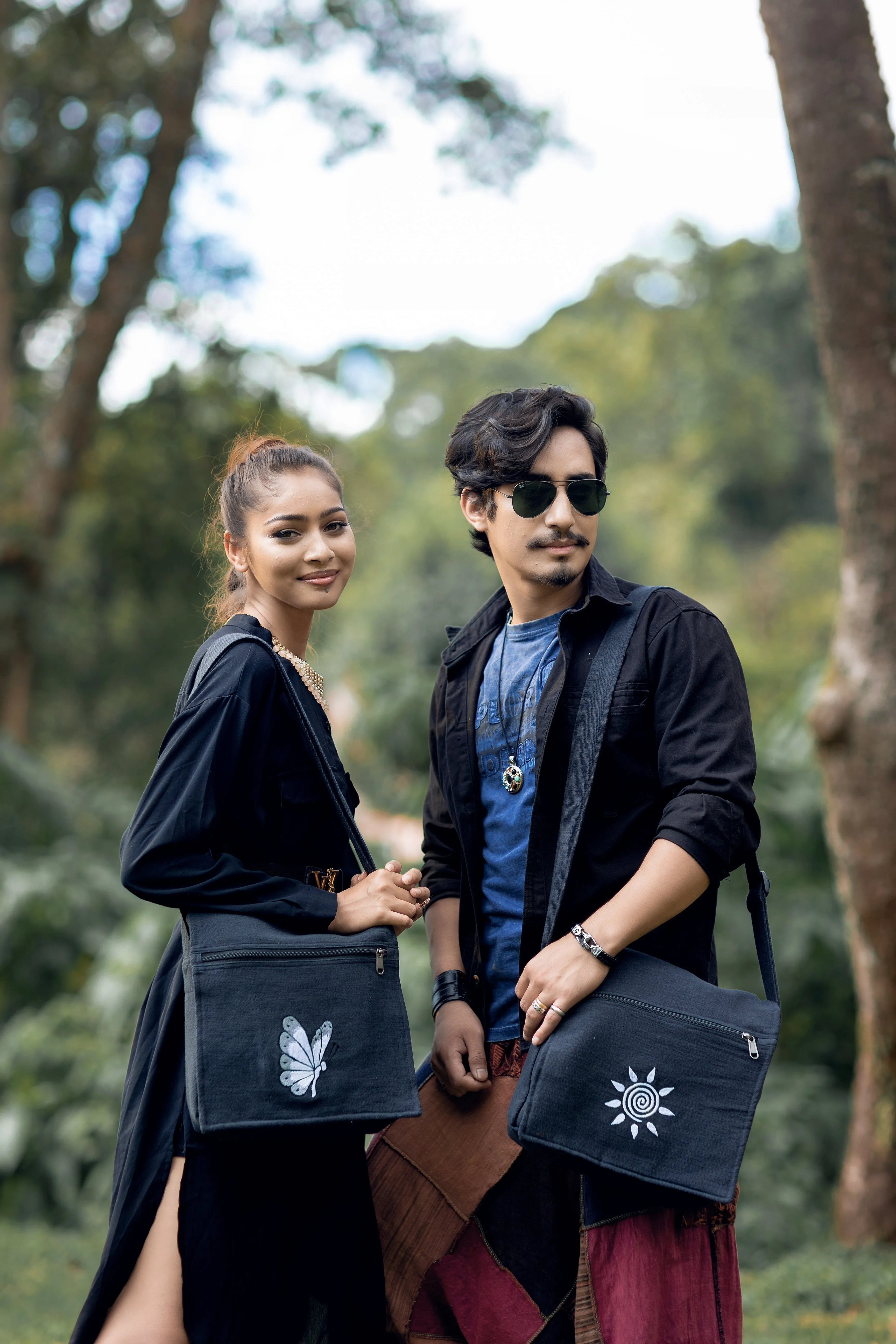 Bheri Black Embroidered Side Bag