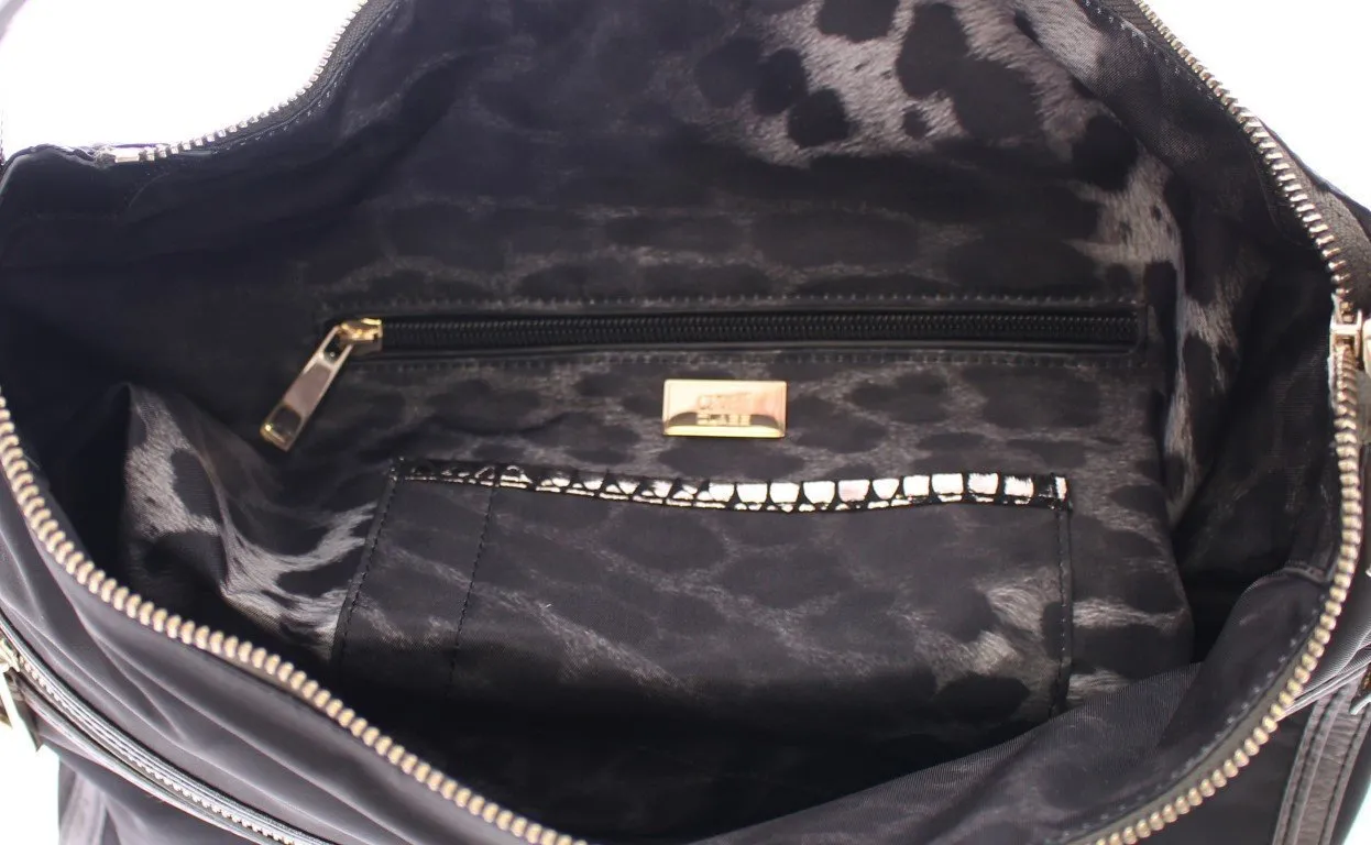 Black Gold Zipper Hobo Shoulder Bag