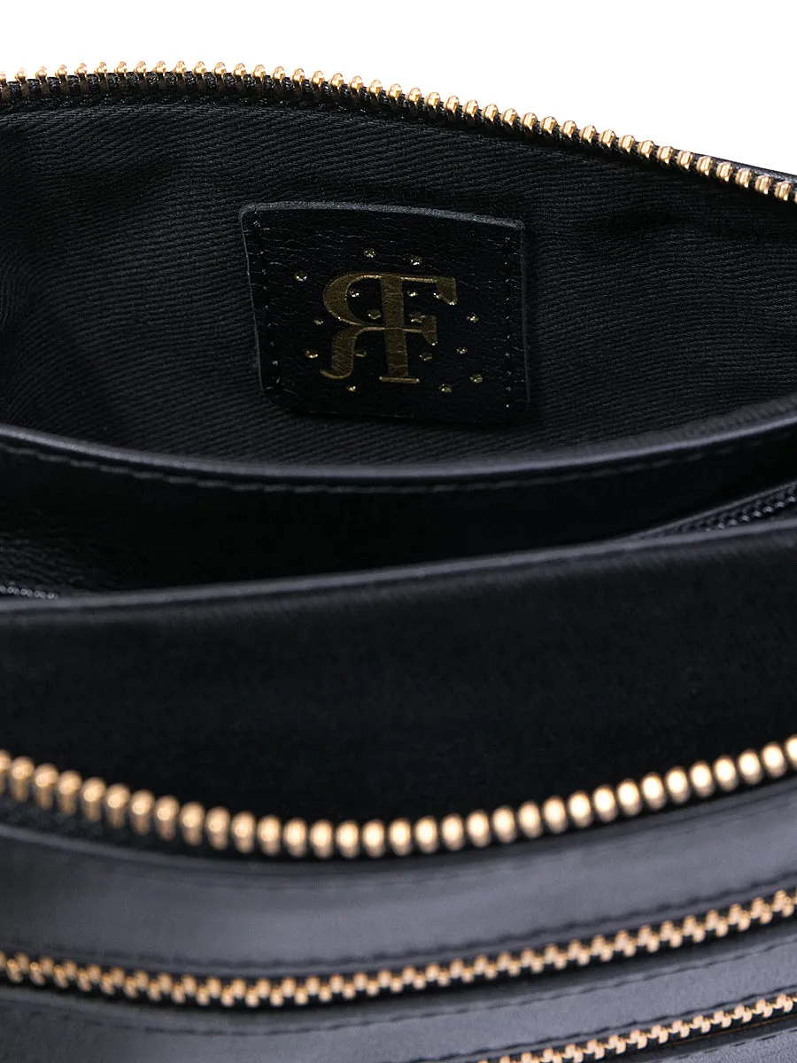 Black Leather Bag with Detachable Tassels