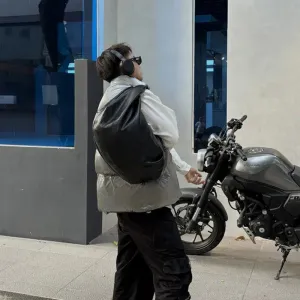 Black Leather Hobo Bag