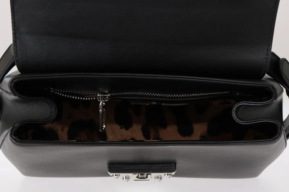 Black Leather LUCIA Shoulder Bag