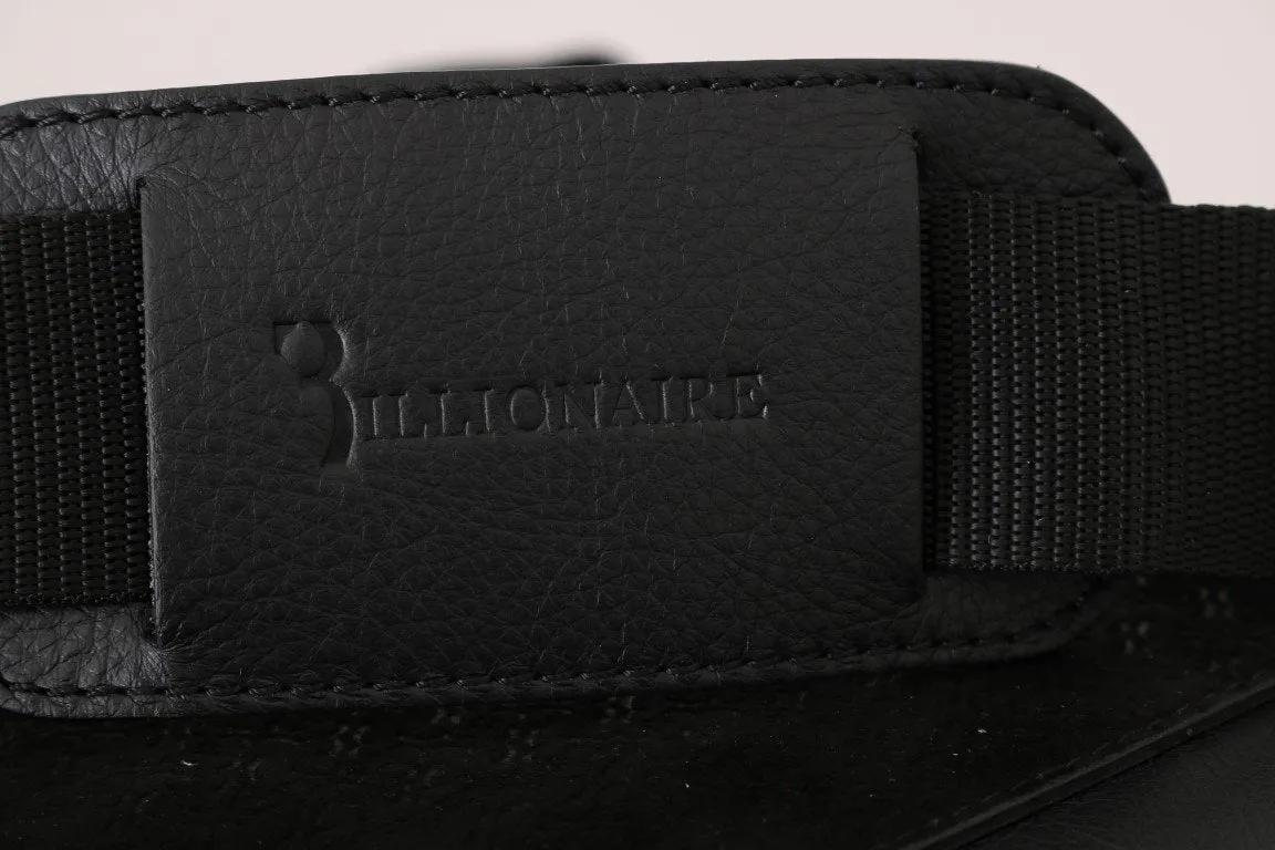 Black Leather Messenger Shoulder Bag