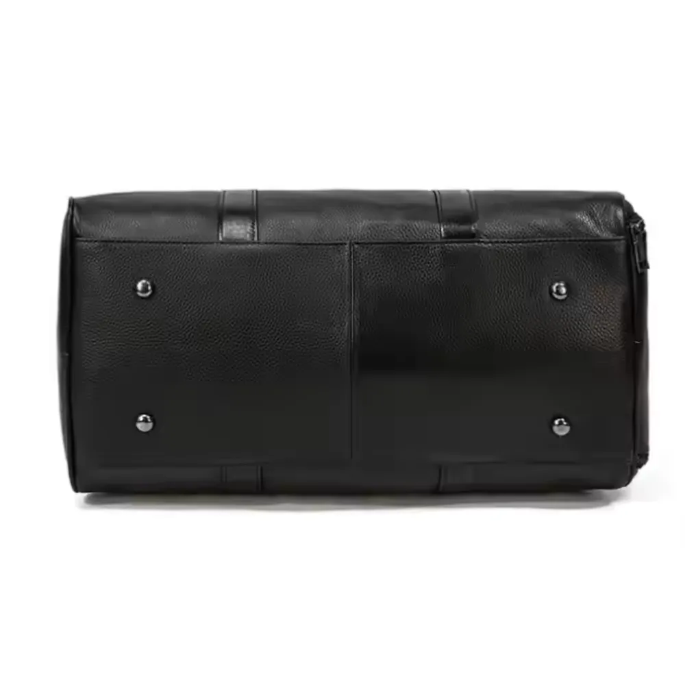 Black Regal Leather Duffle Bag