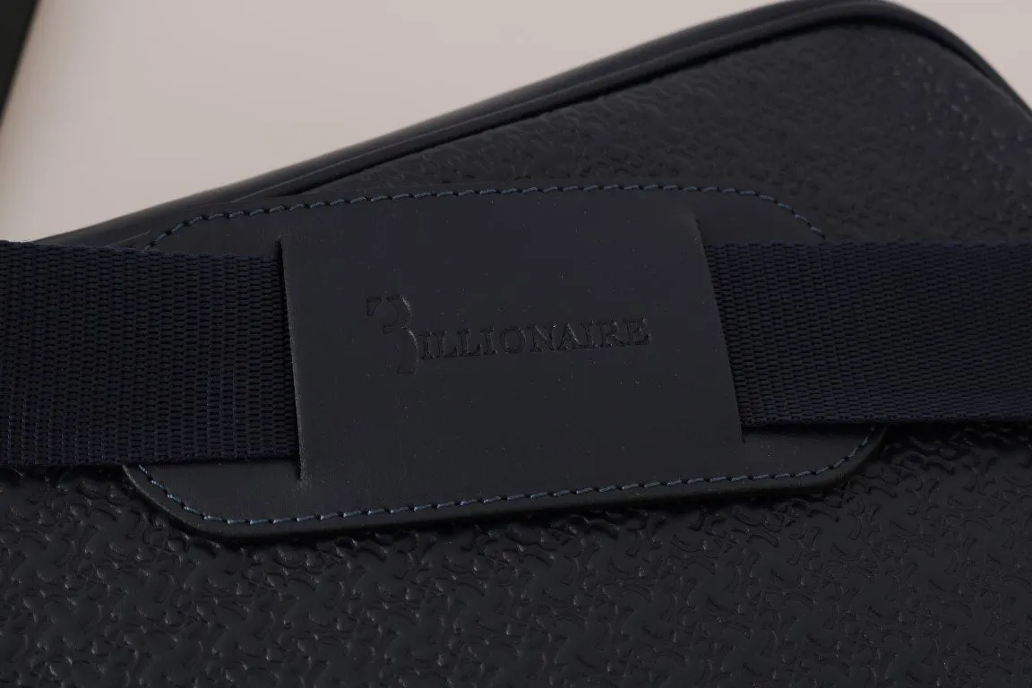 Blue Leather Messenger Shoulder Bag