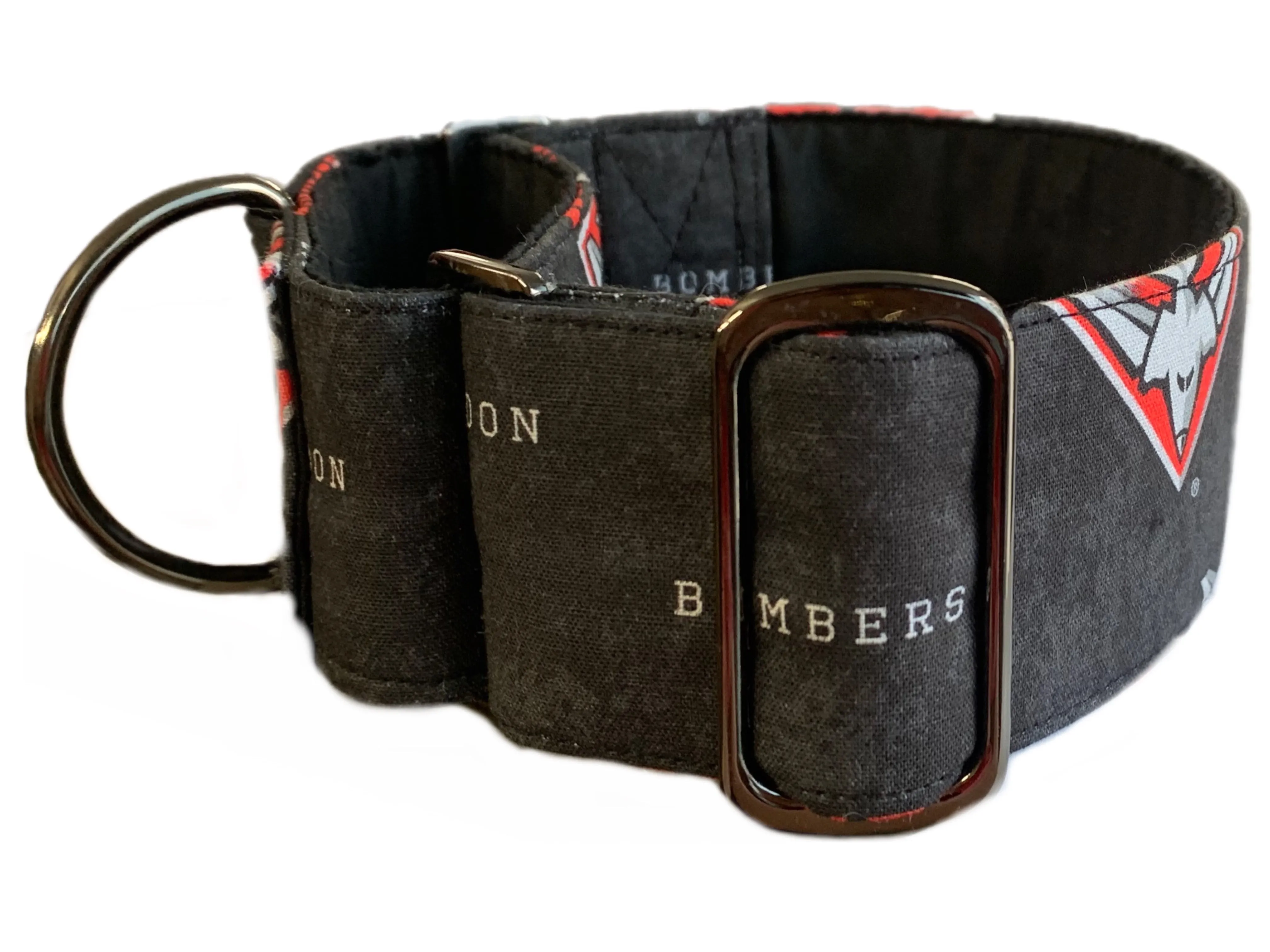 Bombers Martingale collar greyhound collar AFL Essendon Bombers footy cotton fabric