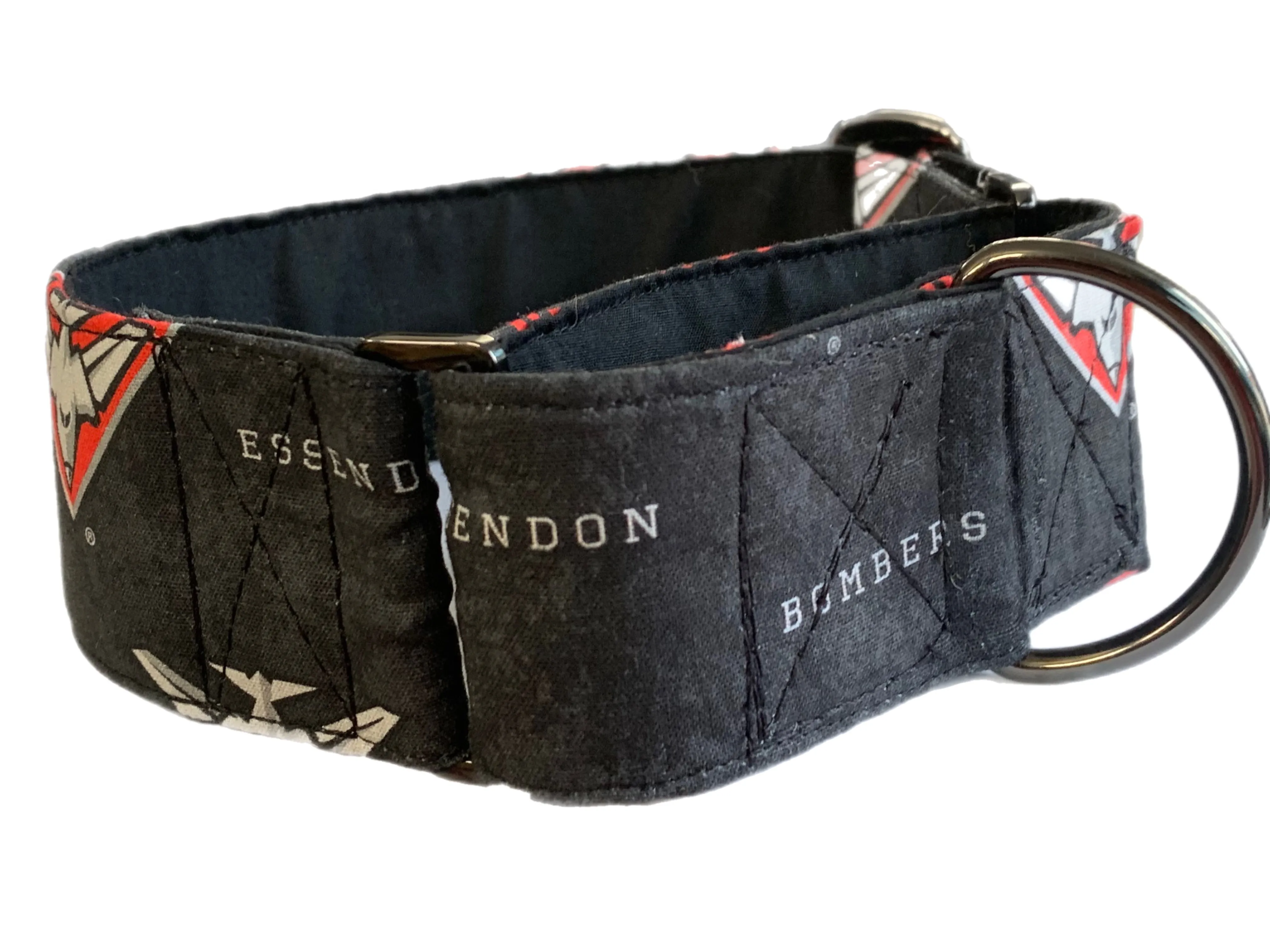 Bombers Martingale collar greyhound collar AFL Essendon Bombers footy cotton fabric