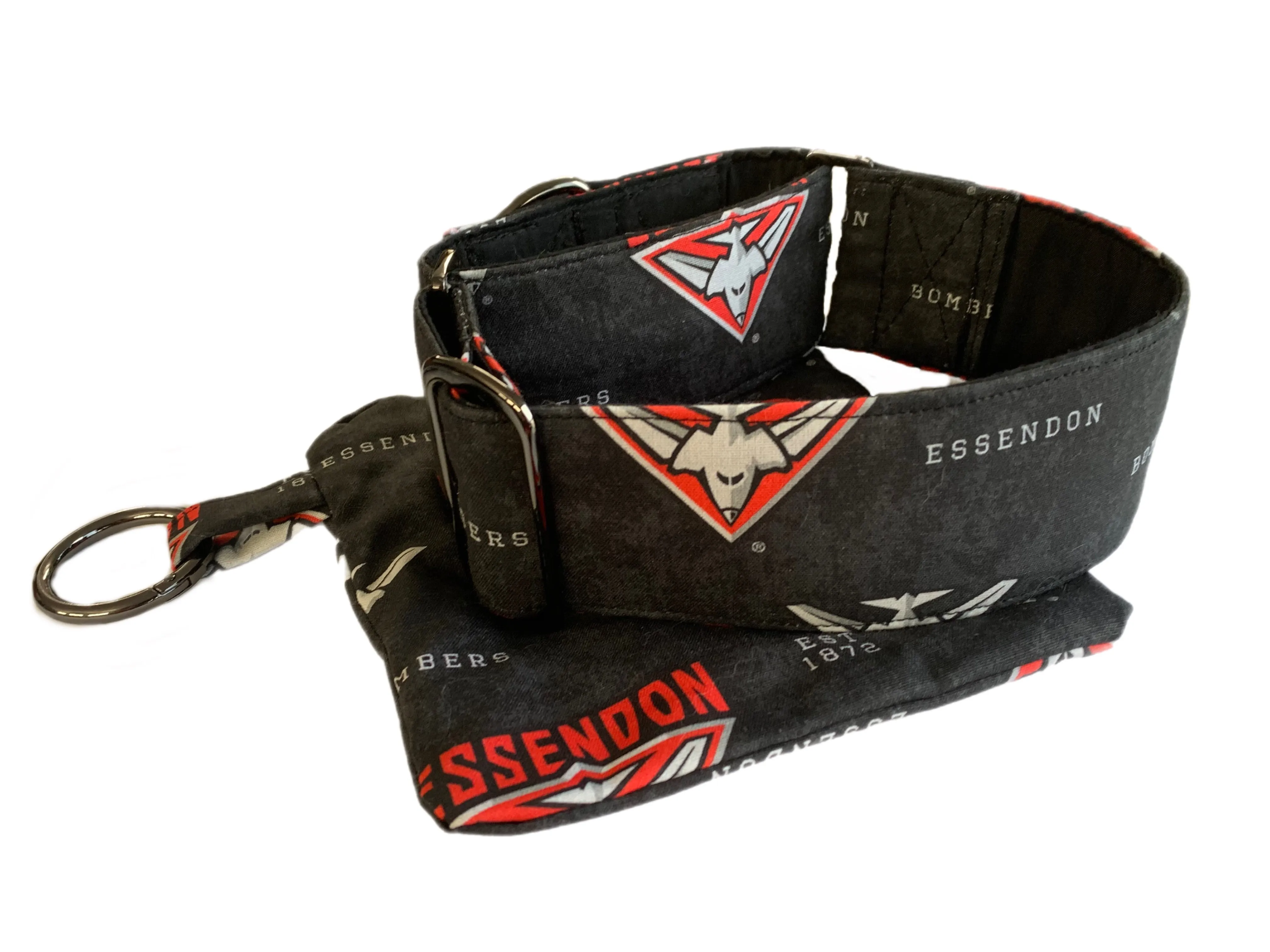 Bombers Martingale collar greyhound collar AFL Essendon Bombers footy cotton fabric