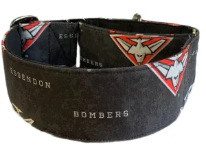 Bombers Martingale collar greyhound collar AFL Essendon Bombers footy cotton fabric