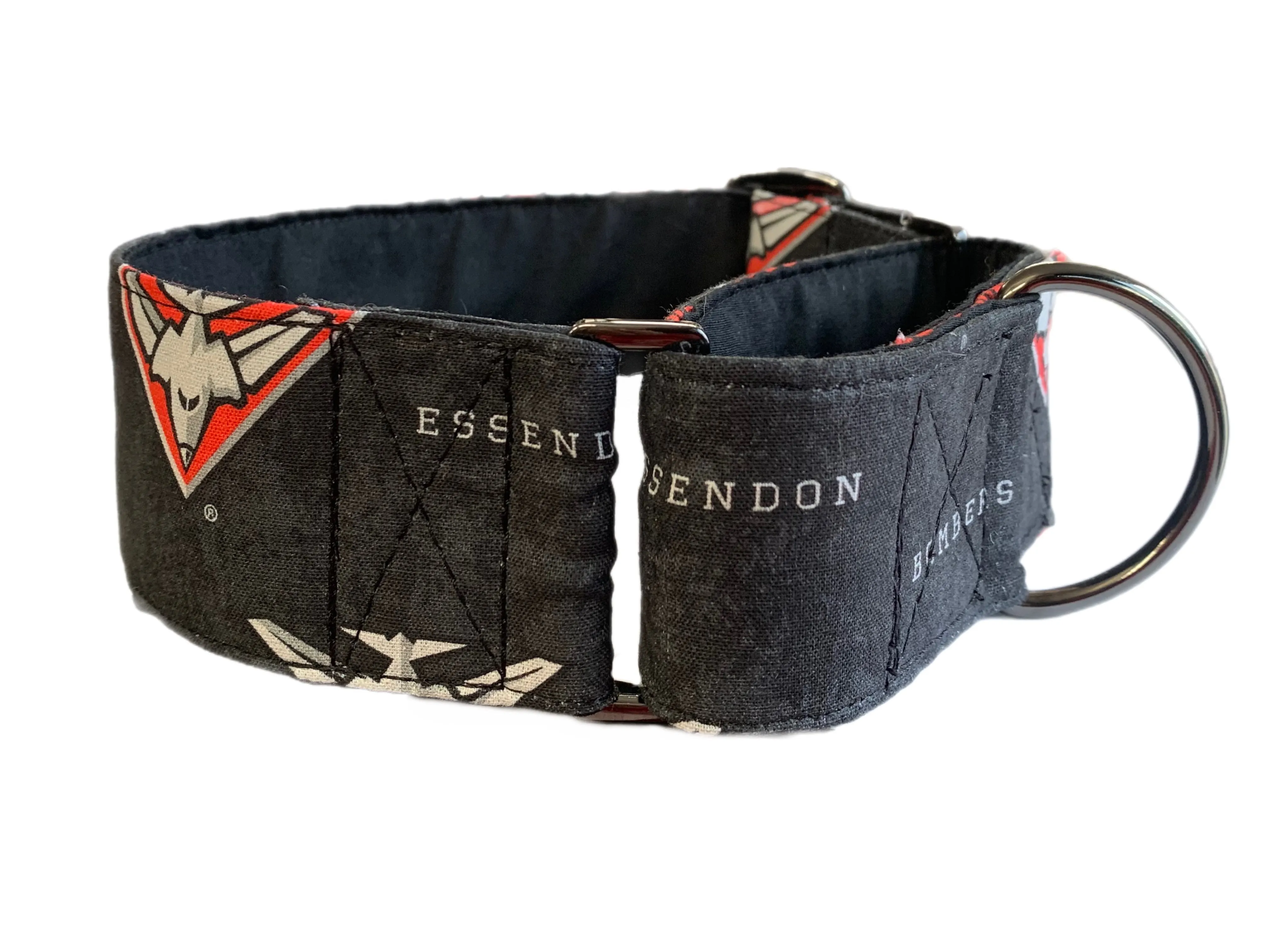 Bombers Martingale collar greyhound collar AFL Essendon Bombers footy cotton fabric