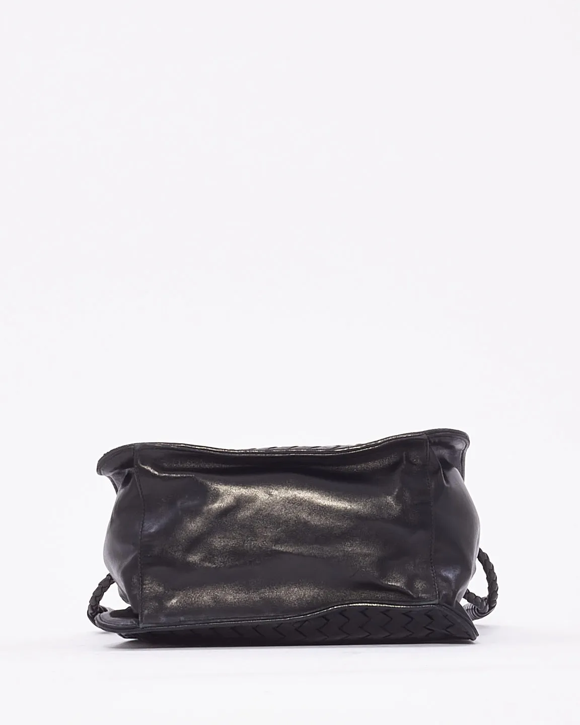 Bottega Vintage Black Intrecciato Leather Shoulder Bag