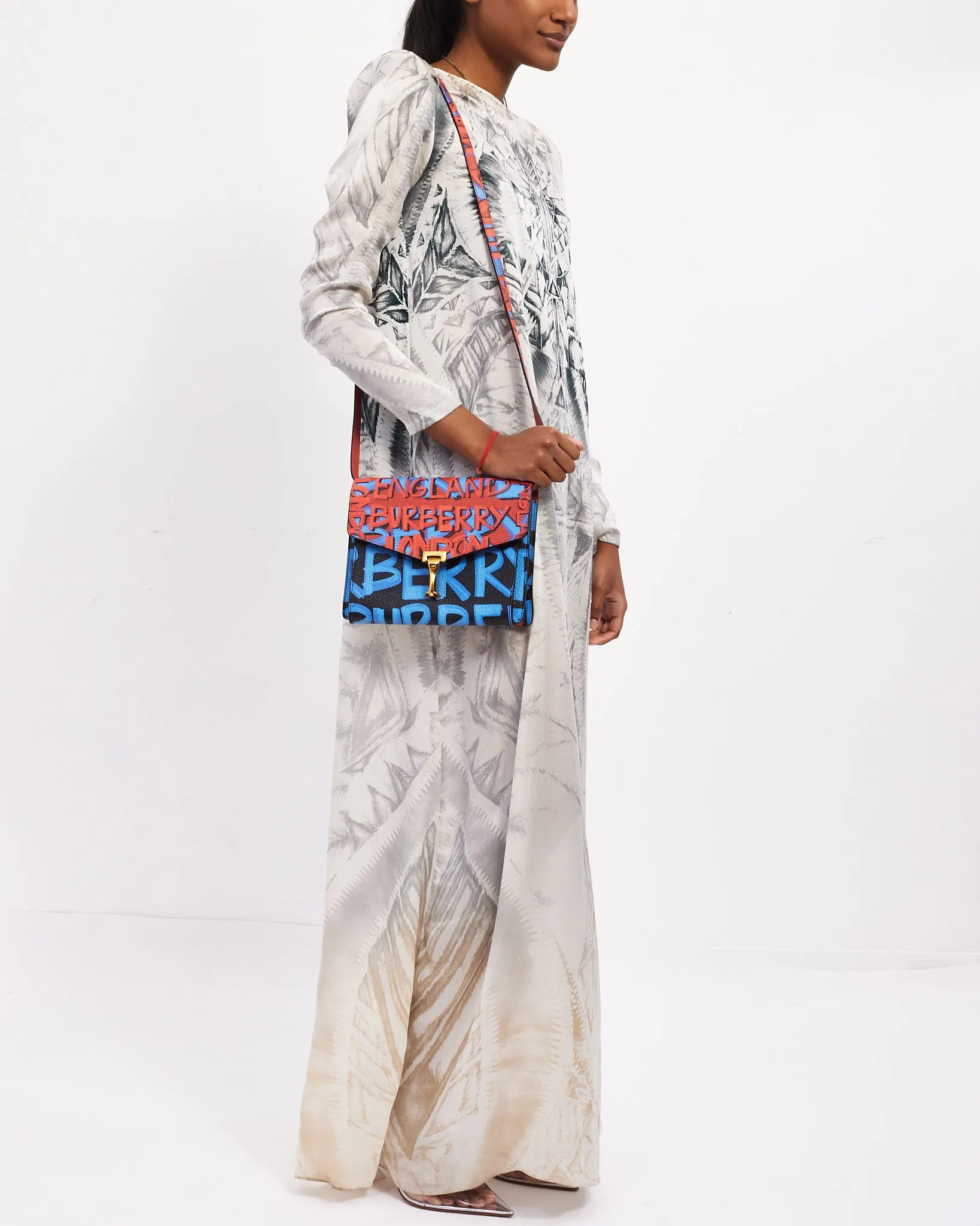 Burberry Blue/Red Leather Macken Graffiti Crossbody Bag