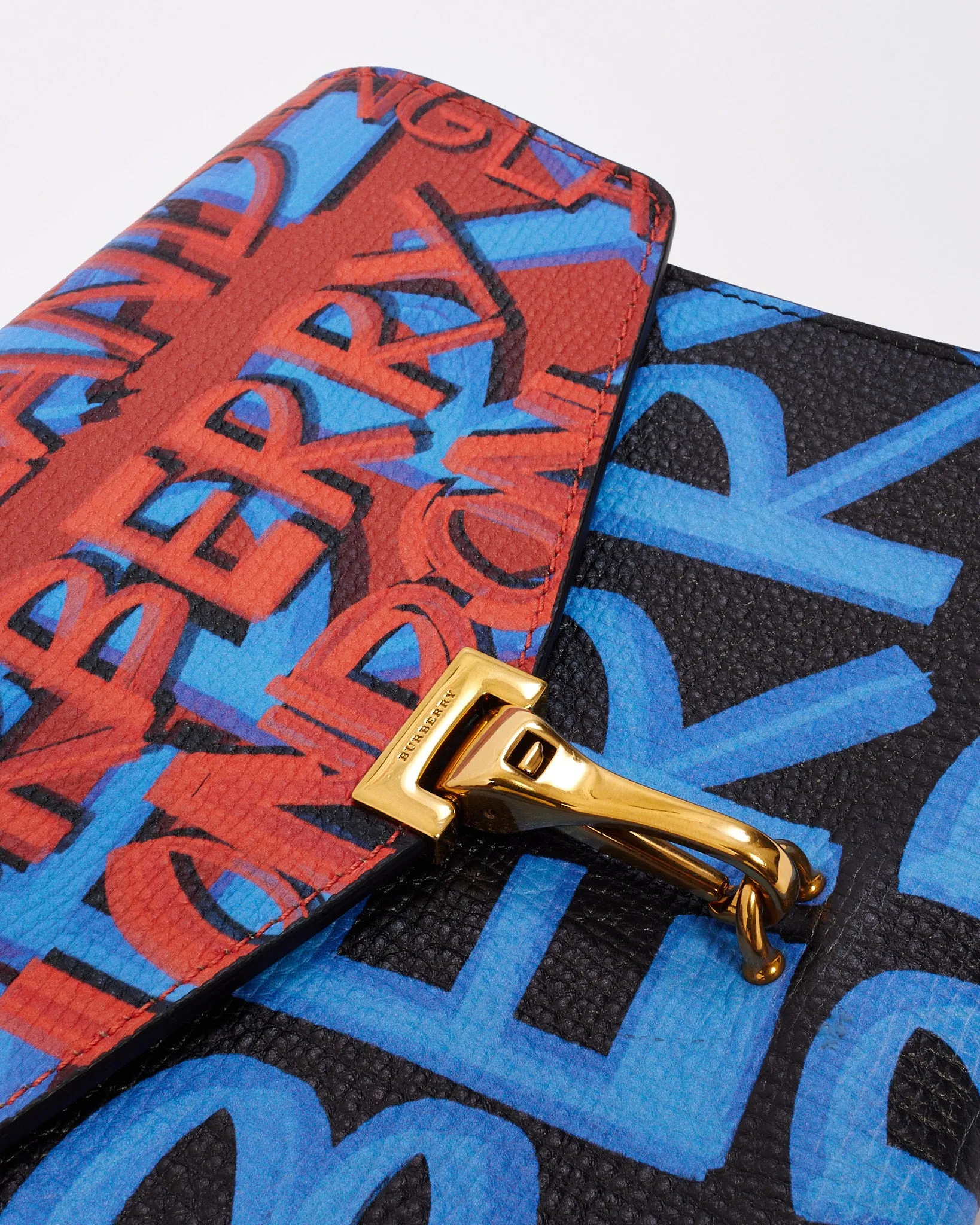 Burberry Blue/Red Leather Macken Graffiti Crossbody Bag