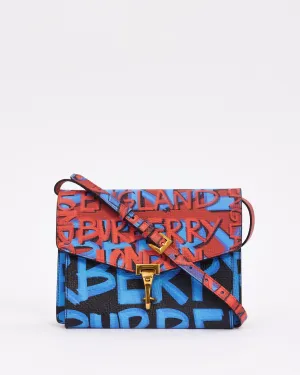 Burberry Blue/Red Leather Macken Graffiti Crossbody Bag