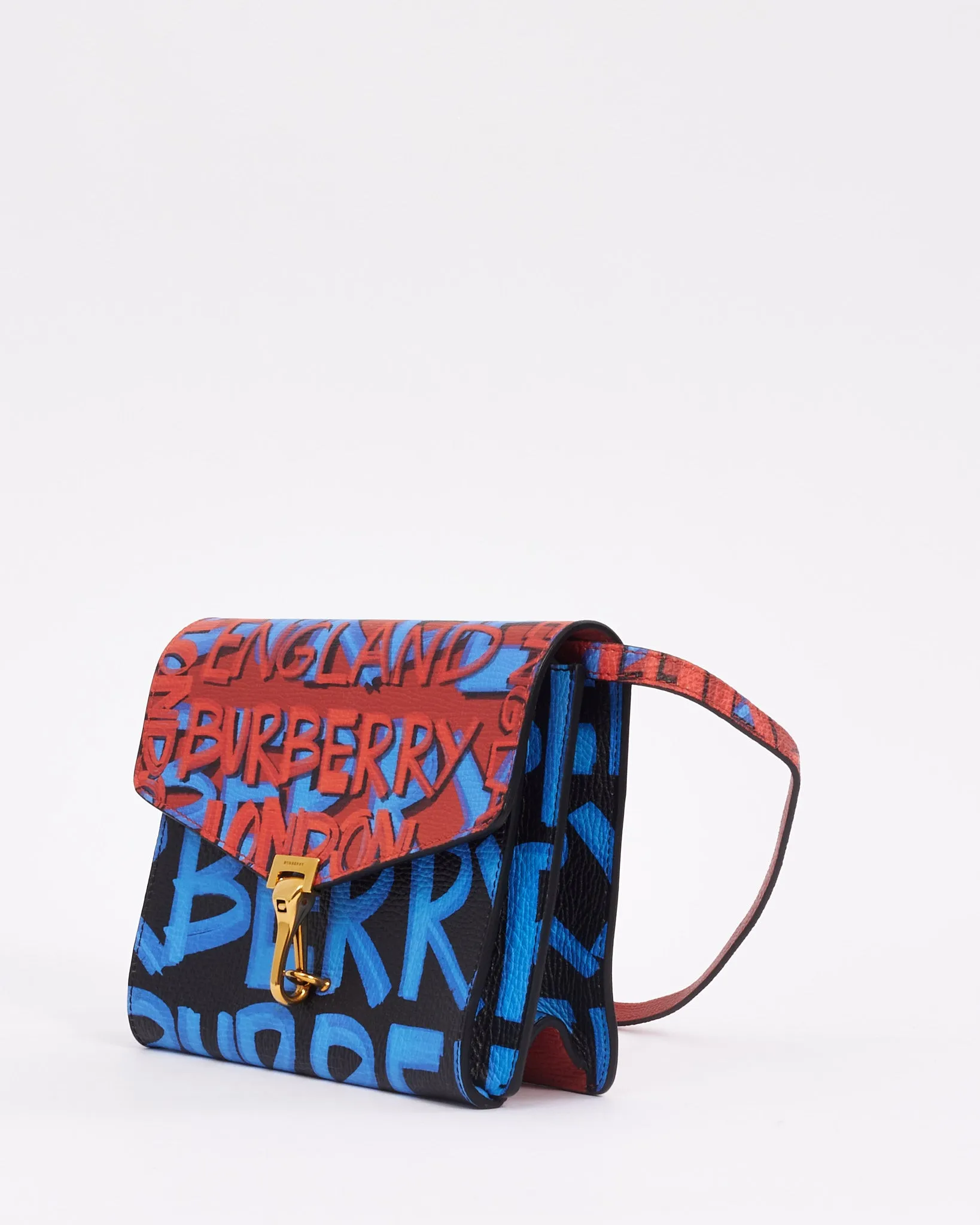 Burberry Blue/Red Leather Macken Graffiti Crossbody Bag