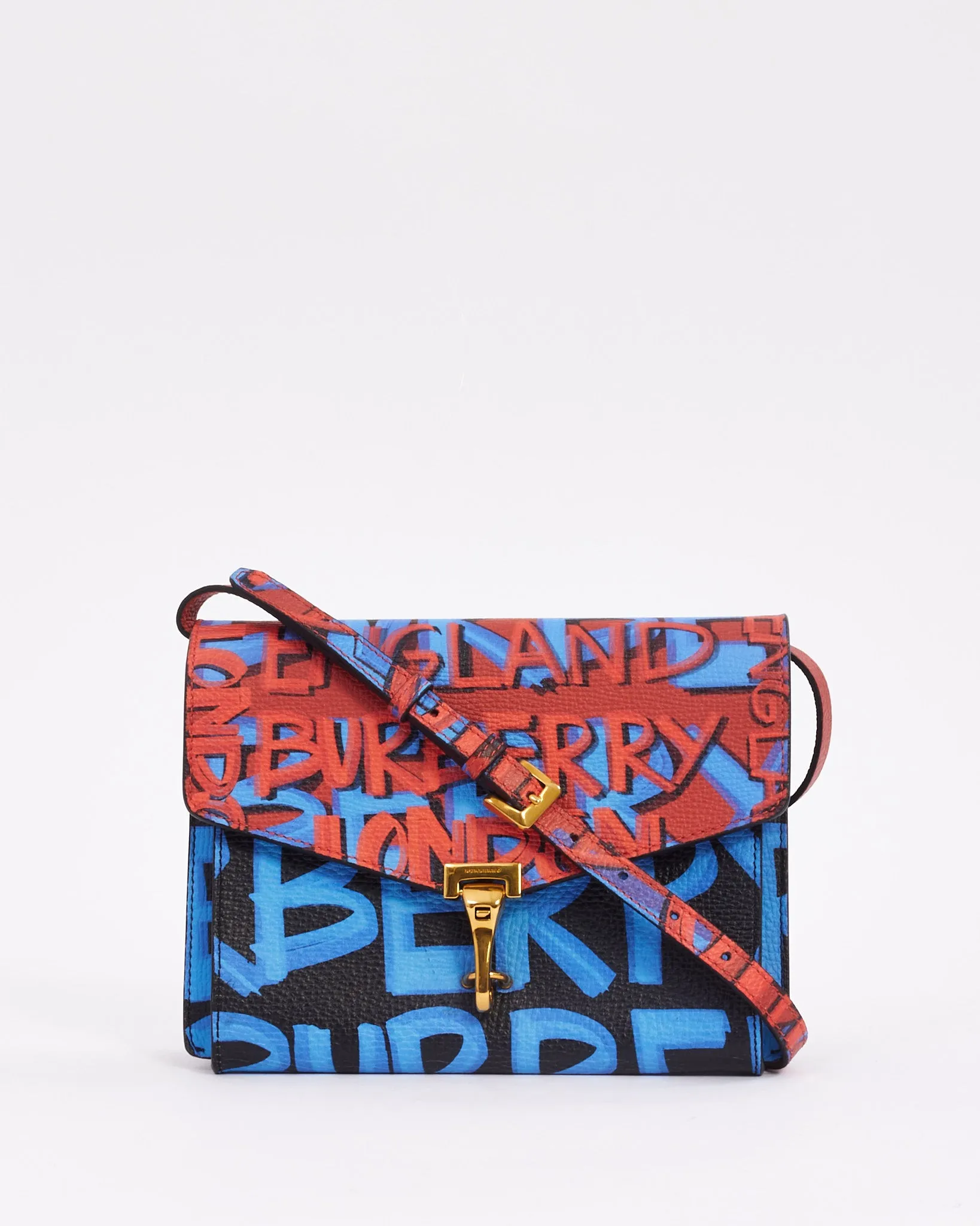 Burberry Blue/Red Leather Macken Graffiti Crossbody Bag