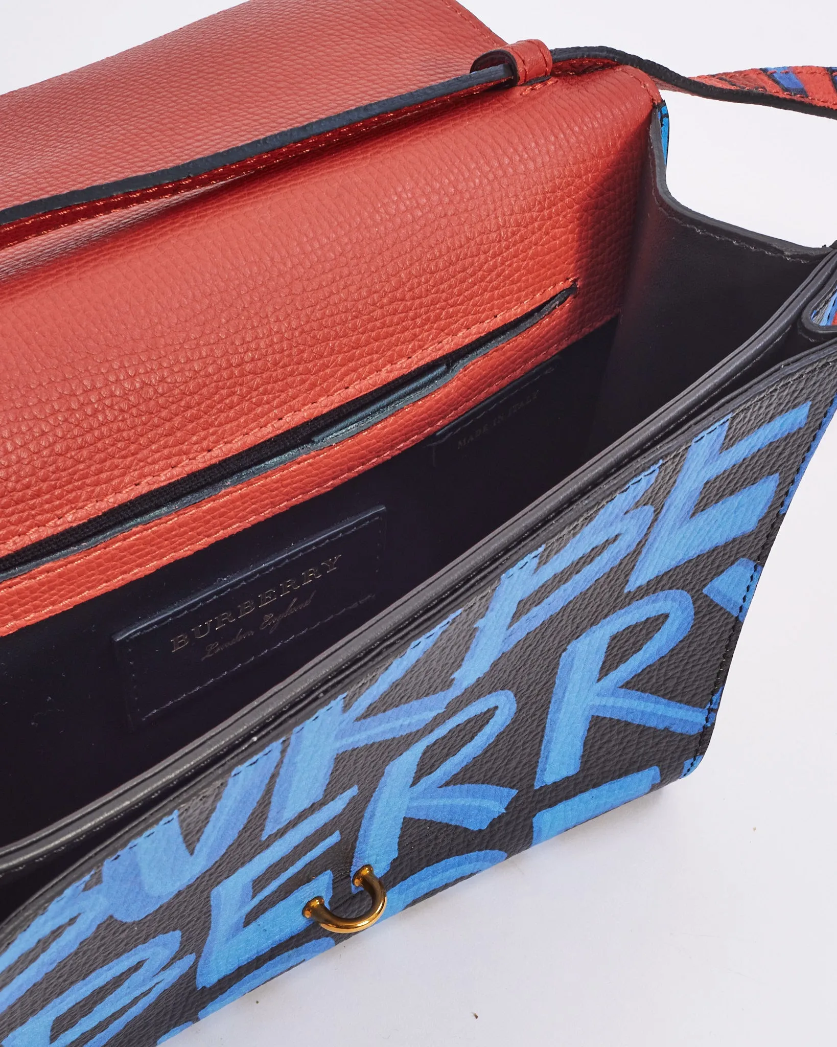 Burberry Blue/Red Leather Macken Graffiti Crossbody Bag