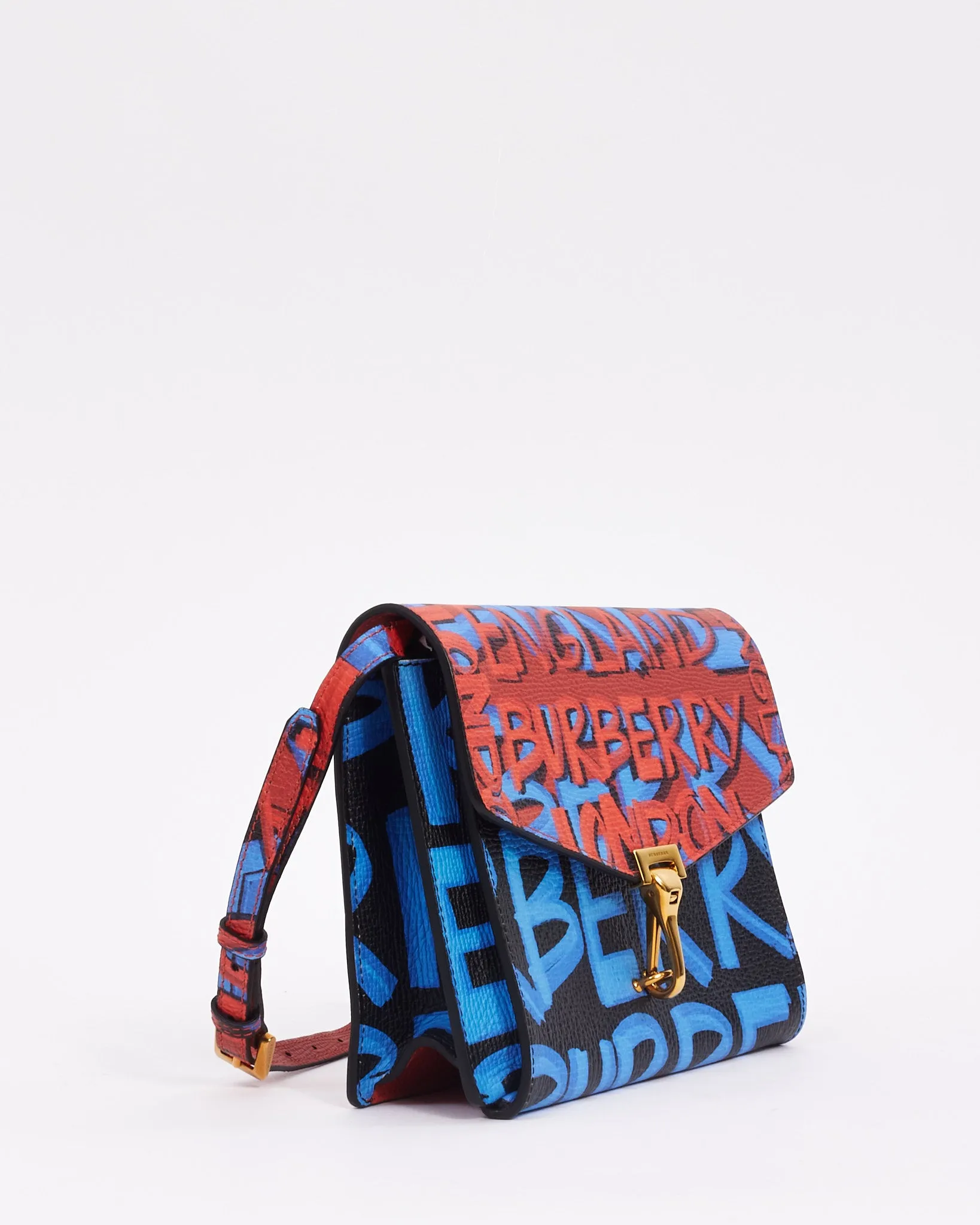 Burberry Blue/Red Leather Macken Graffiti Crossbody Bag