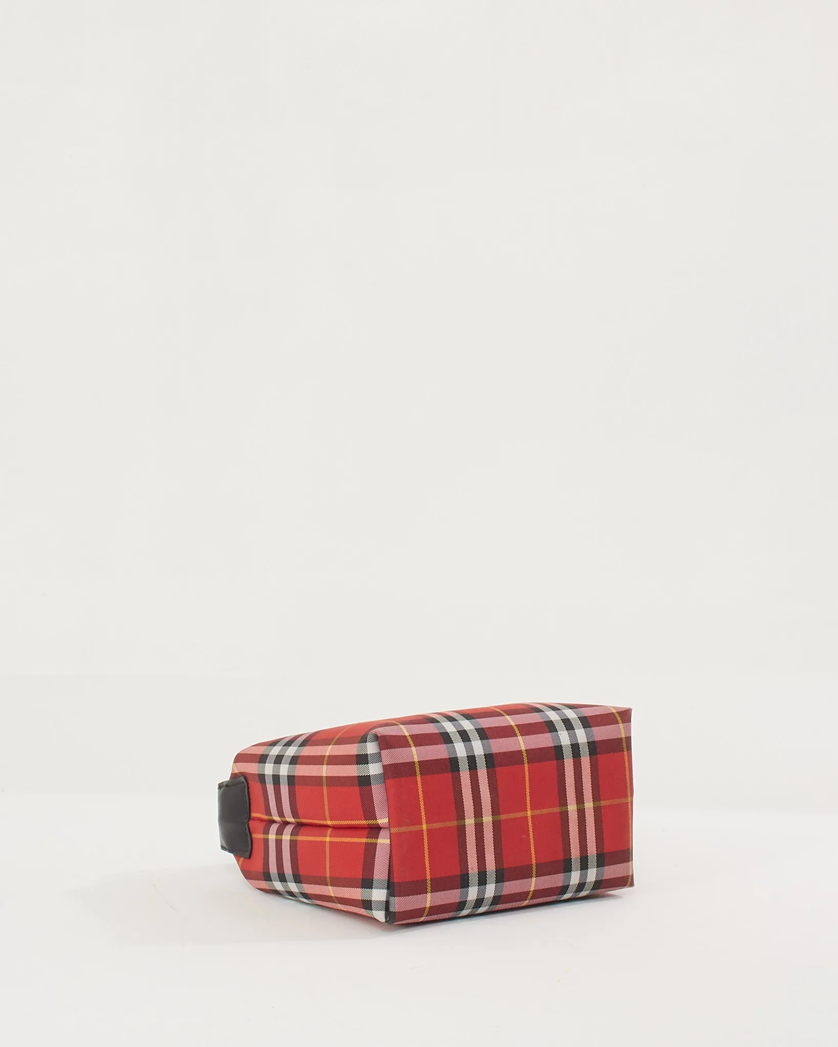 Burberry Red Canvas Check Print Mini Top Handle Bag