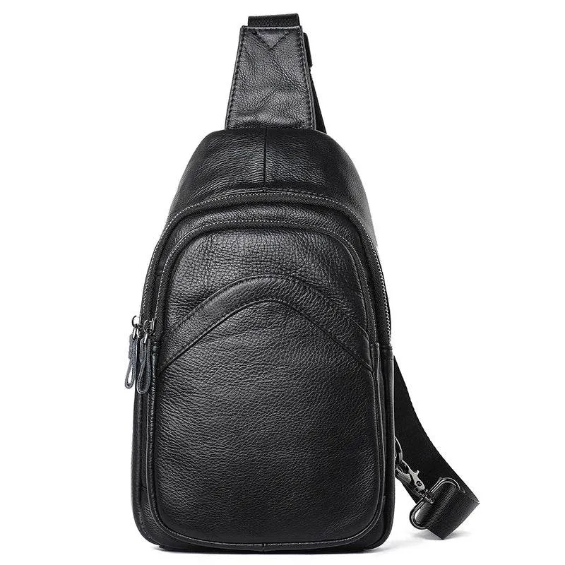 Casual Men's Chest Bag Genuine Leather Crossbody Soft Cow Leather