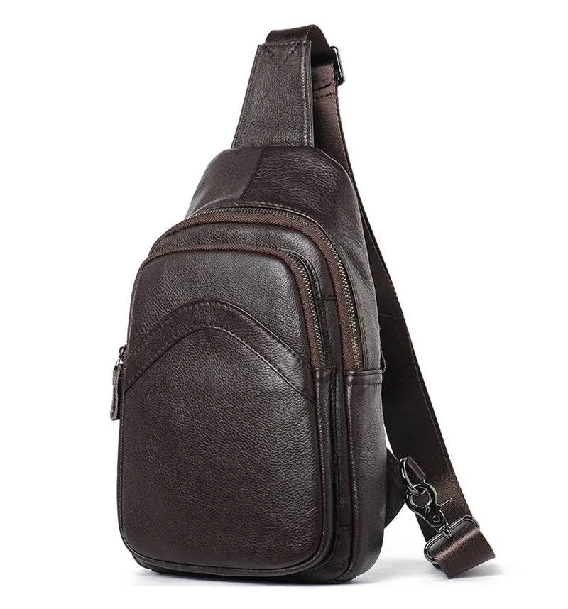 Casual Men's Chest Bag Genuine Leather Crossbody Soft Cow Leather
