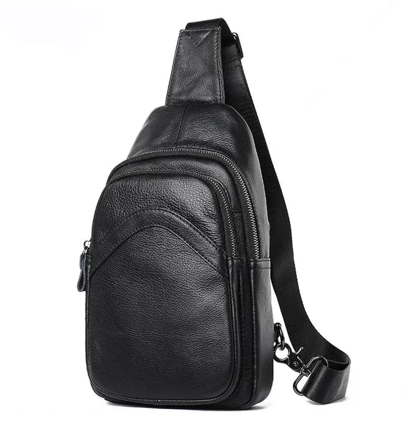 Casual Men's Chest Bag Genuine Leather Crossbody Soft Cow Leather