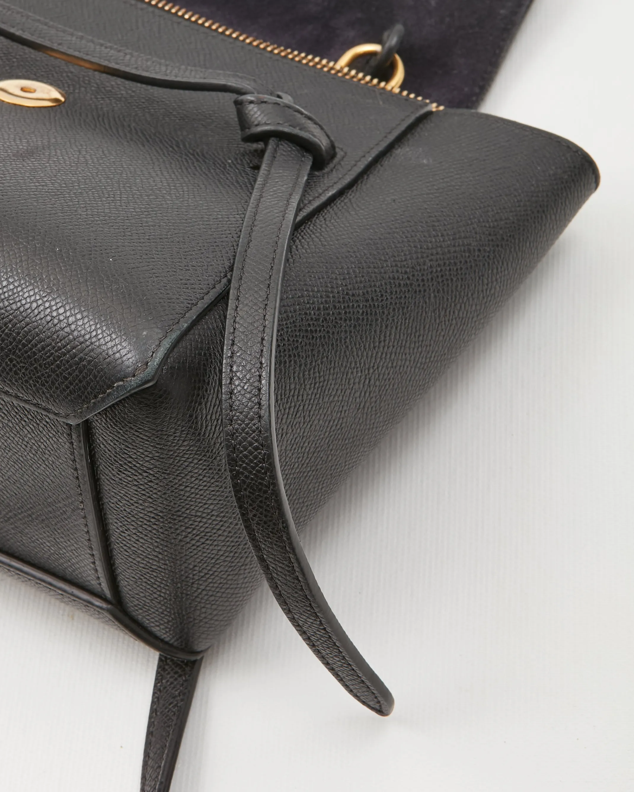 Celine Black Leather Micro Belt Top Handle Bag