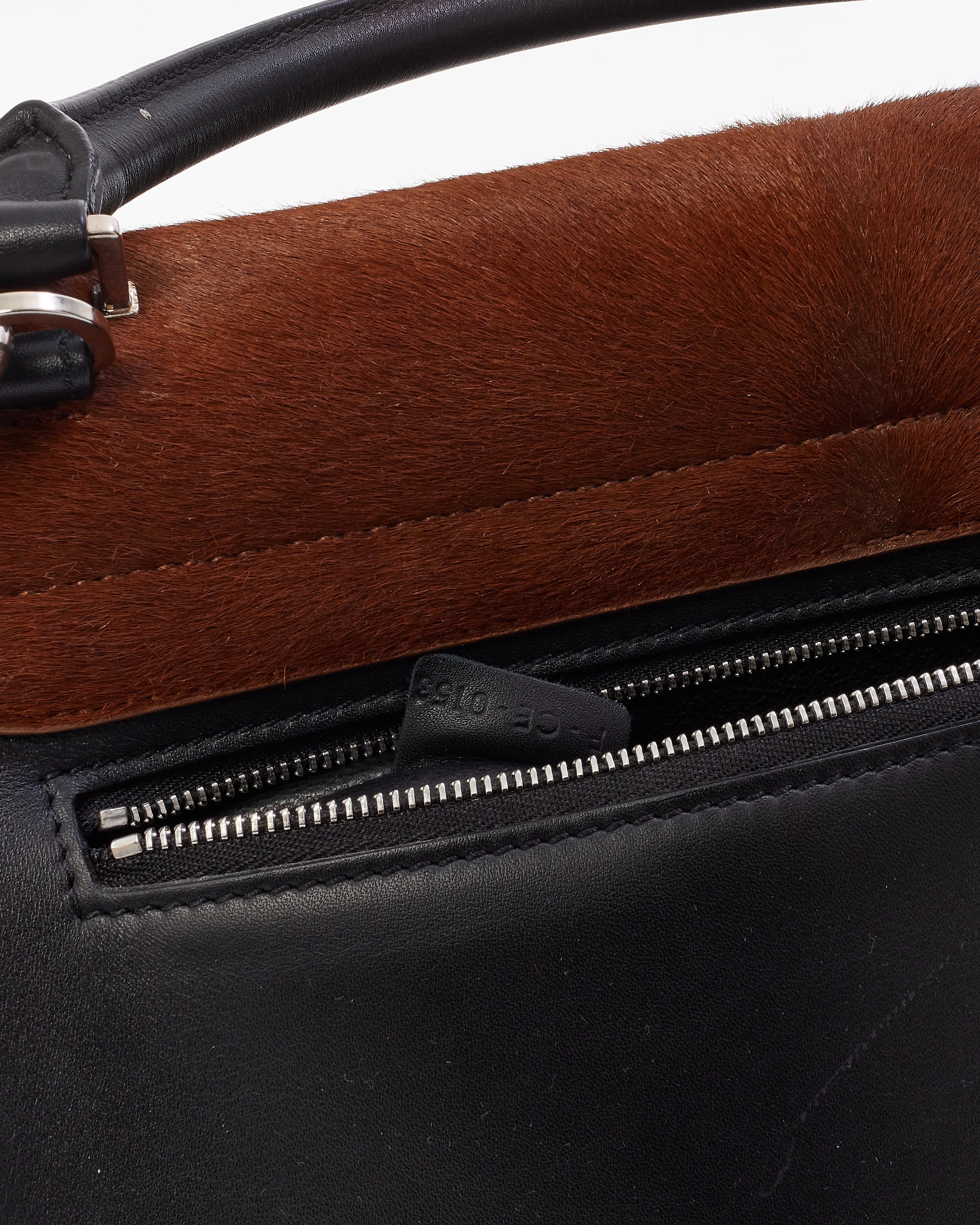 Celine Brown & Black Pony Hair & Leather Medium Trapeze Bag