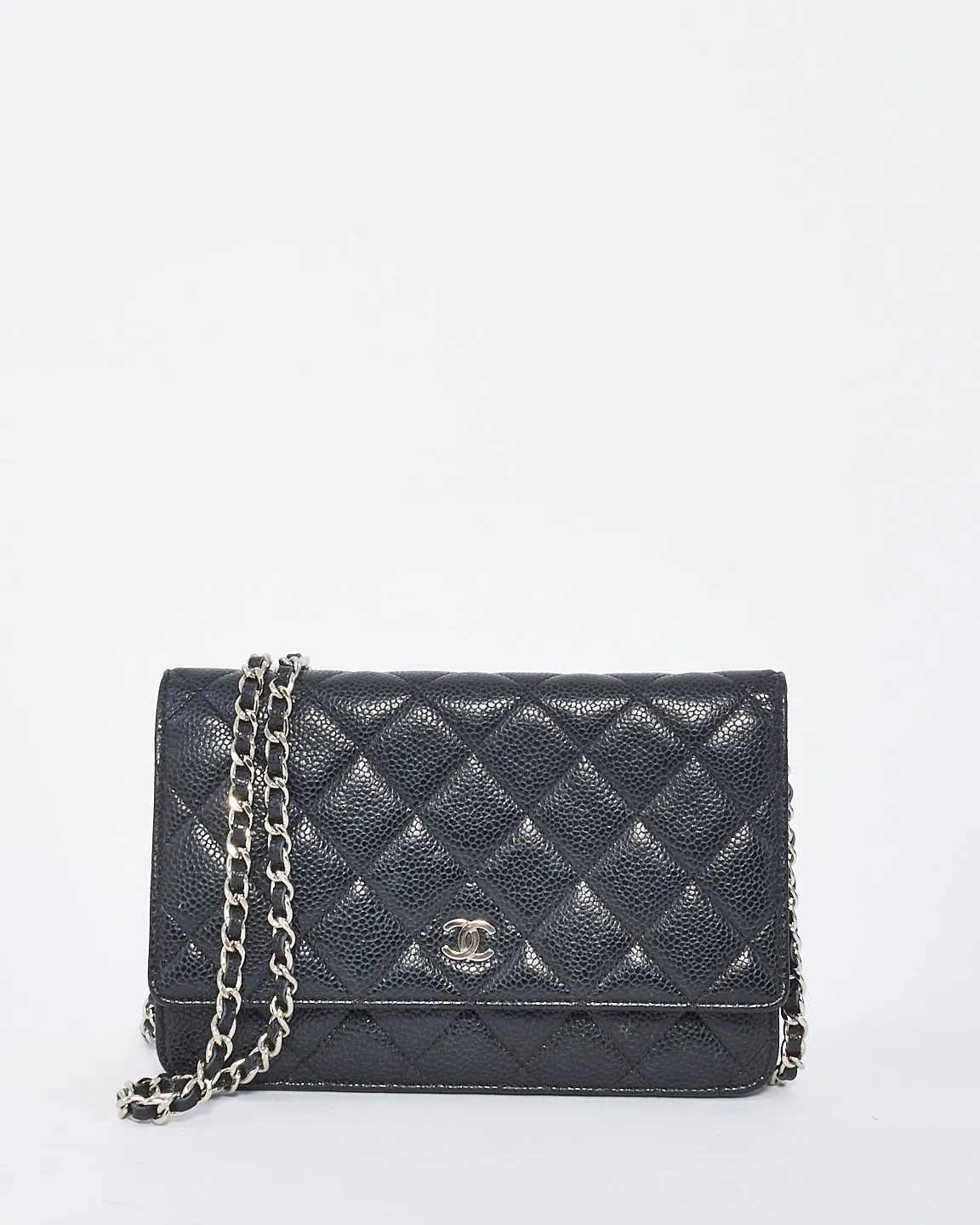 Chanel Black Caviar Leather Wallet on Chain with SHW