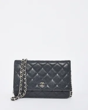 Chanel Black Caviar Leather Wallet on Chain with SHW